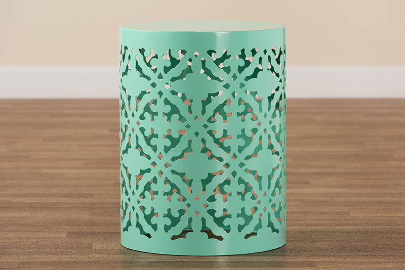 Disa Modern and Contemporary Aqua Finished metal Outdoor Side Table