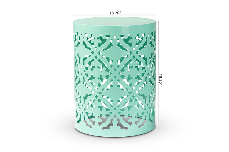 Disa Aqua Finished metal Outdoor Side Table Baxton