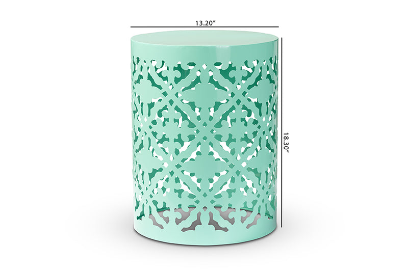 Disa Modern and Contemporary Aqua Finished metal Outdoor Side Table