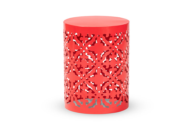 Disa Modern and Contemporary Red Finished metal Outdoor Side Table