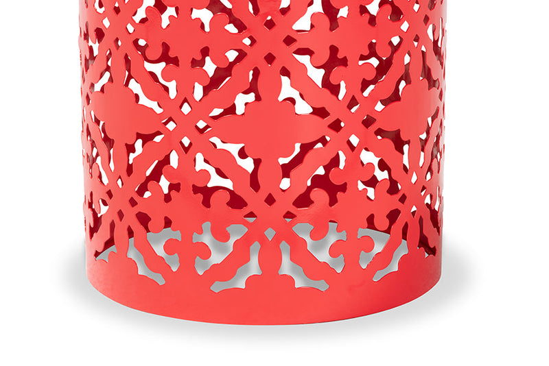 Disa Red Finished metal Outdoor Side Table Baxton