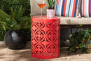Disa Red Finished metal Outdoor Side Table Baxton