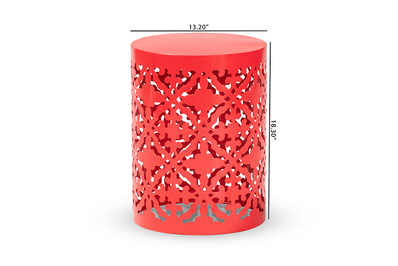 Disa Modern and Contemporary Red Finished metal Outdoor Side Table