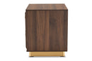Davina Walnut Brown and Gold Metal 2-Drawer Nightstand Baxton