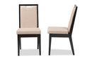 Chase Sand Fabric Upholstered and Dark Brown 2Pc Dining Chair Set Baxton