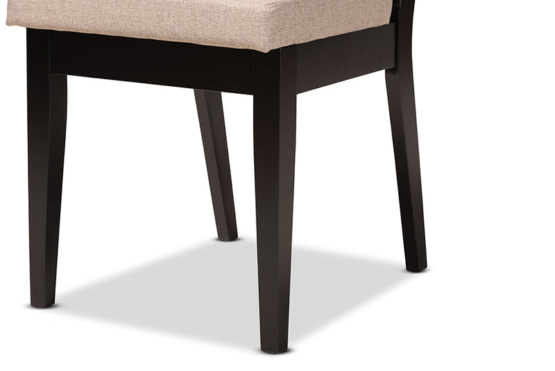 Chase Sand Fabric Upholstered and Dark Brown 2Pc Dining Chair Set Baxton