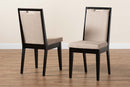 Chase Sand Fabric Upholstered and Dark Brown 2Pc Dining Chair Set Baxton