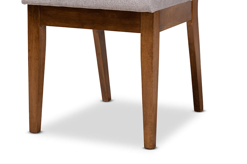 Iryna Gray Fabric Upholstered and Walnut Brown 7-Piece Dining Set Baxton