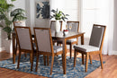 Iryna Gray Fabric Upholstered and Walnut Brown 7-Piece Dining Set Baxton