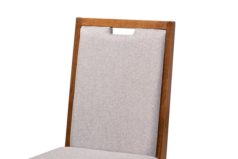 Marquetterie Modern Gray and Walnut Brown Wood 5-Piece Dining Set Baxton