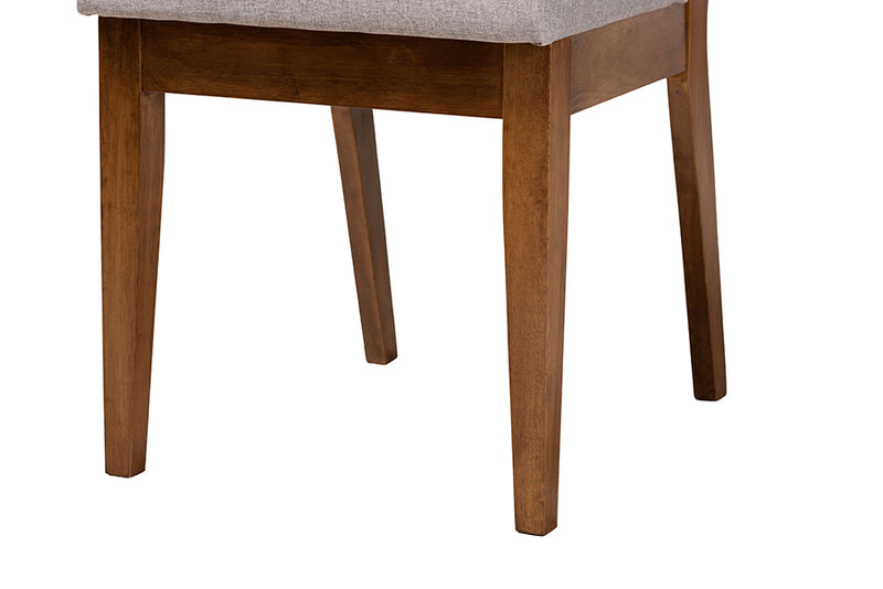 Marquetterie Modern Gray and Walnut Brown Wood 5-Piece Dining Set
