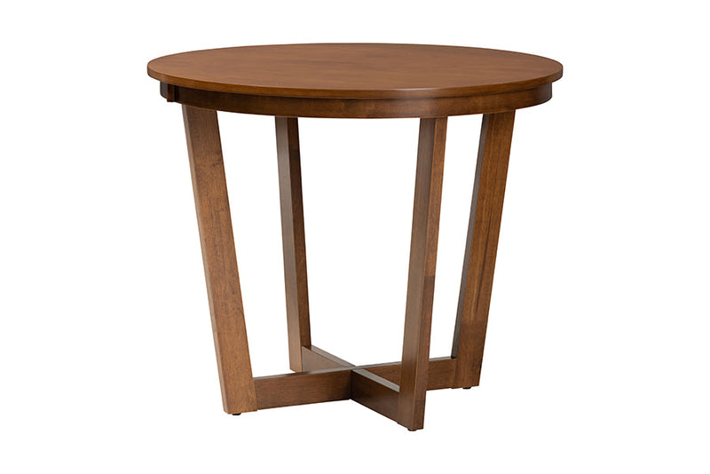 Ainge Modern Gray and Walnut Brown Wood 5-Piece Dining Set Baxton