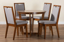 Ainge Modern Gray and Walnut Brown Wood 5-Piece Dining Set Baxton