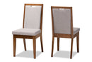Chase Gray Fabric Upholstered and Walnut Brown 2Pc Dining Chair Set Baxton