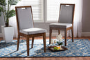 Chase Gray Fabric Upholstered and Walnut Brown 2Pc Dining Chair Set Baxton