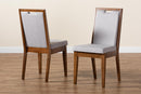 Chase Gray Fabric Upholstered and Walnut Brown 2Pc Dining Chair Set Baxton
