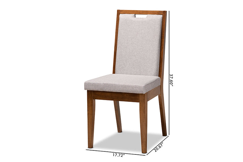 Chase Gray Fabric Upholstered and Walnut Brown 2Pc Dining Chair Set Baxton