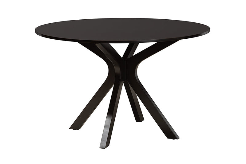 Rosine Modern Sand Fabric and Dark Brown 7-Piece Dining Set Baxton