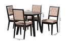 Hilda Modern Beige Fabric and Dark Brown 5-Piece Dining Set Baxton