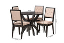 Amato Modern Sand Fabric and Dark Brown 5-Piece Dining Set Baxton