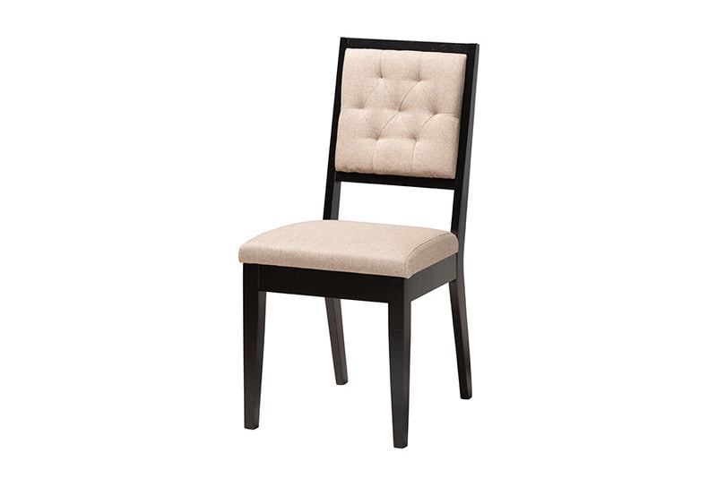 Amato Modern Sand Fabric and Dark Brown 5-Piece Dining Set Baxton