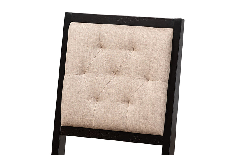 Amato Modern Sand Fabric and Dark Brown 5-Piece Dining Set Baxton