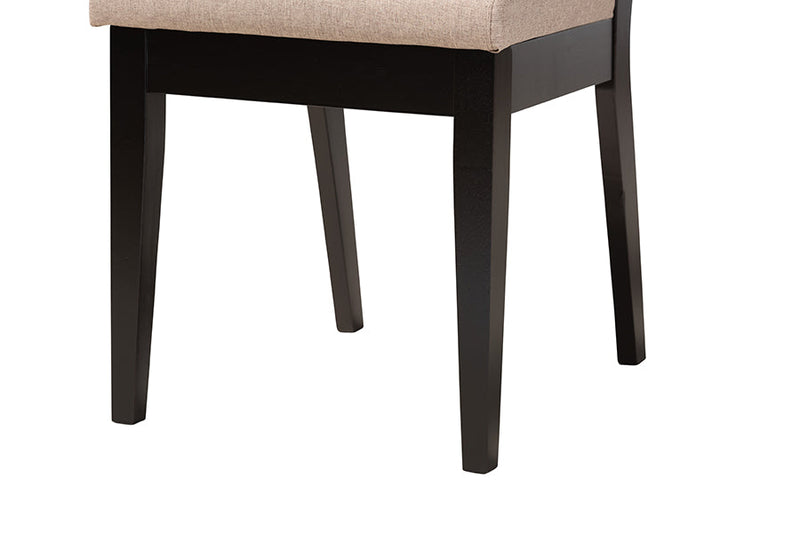 Amato Modern Sand Fabric and Dark Brown 5-Piece Dining Set Baxton