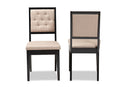 Kalista Sand Fabric Upholstered and Dark Brown 2Pc Dining Chair Set Baxton