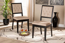 Kalista Sand Fabric Upholstered and Dark Brown 2Pc Dining Chair Set Baxton