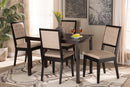 Cyntia Sand Fabric Upholstered and Dark Brown 5-Piece Dining Set Baxton