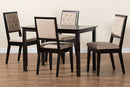 Cyntia Sand Fabric Upholstered and Dark Brown 5-Piece Dining Set Baxton