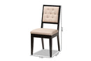 Kalista Sand Fabric Upholstered and Dark Brown 2Pc Dining Chair Set Baxton