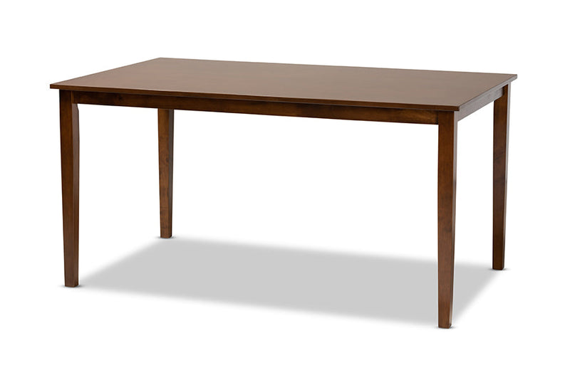 Cyntia Gray Fabric Upholstered and Walnut Brown 7-Piece Dining Set Baxton