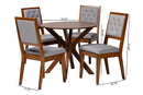 Rosine Modern Gray and Walnut Brown Wood 5-Piece Dining Set Baxton