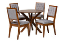 Rosine Modern Gray and Walnut Brown Wood 5-Piece Dining Set Baxton