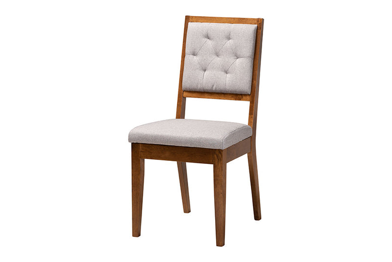 Rosine Modern Gray and Walnut Brown Wood 5-Piece Dining Set Baxton