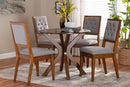 Rosine Modern Gray and Walnut Brown Wood 5-Piece Dining Set Baxton