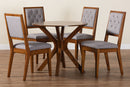 Rosine Modern Gray and Walnut Brown Wood 5-Piece Dining Set Baxton