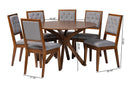 Rosine Modern Gray and Walnut Brown Wood 7-Piece Dining Set Baxton