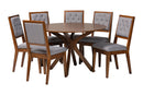 Rosine Modern Gray and Walnut Brown Wood 7-Piece Dining Set Baxton
