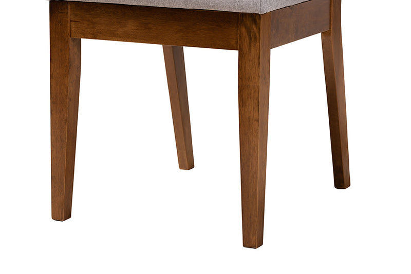 Rosine Modern Gray and Walnut Brown Wood 7-Piece Dining Set Baxton
