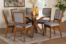Rosine Modern Gray and Walnut Brown Wood 7-Piece Dining Set Baxton