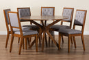 Rosine Modern Gray and Walnut Brown Wood 7-Piece Dining Set Baxton