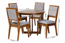 Kabira Modern Gray and Walnut Brown Wood 5-Piece Dining Set Baxton
