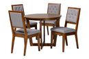 Kabira Modern Gray and Walnut Brown Wood 5-Piece Dining Set Baxton