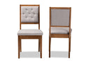 Kalista Gray Fabric Upholstered and Walnut Brown 2Pc Dining Chair Set Baxton