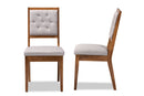 Kalista Gray Fabric Upholstered and Walnut Brown 2Pc Dining Chair Set Baxton
