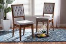 Kalista Gray Fabric Upholstered and Walnut Brown 2Pc Dining Chair Set Baxton