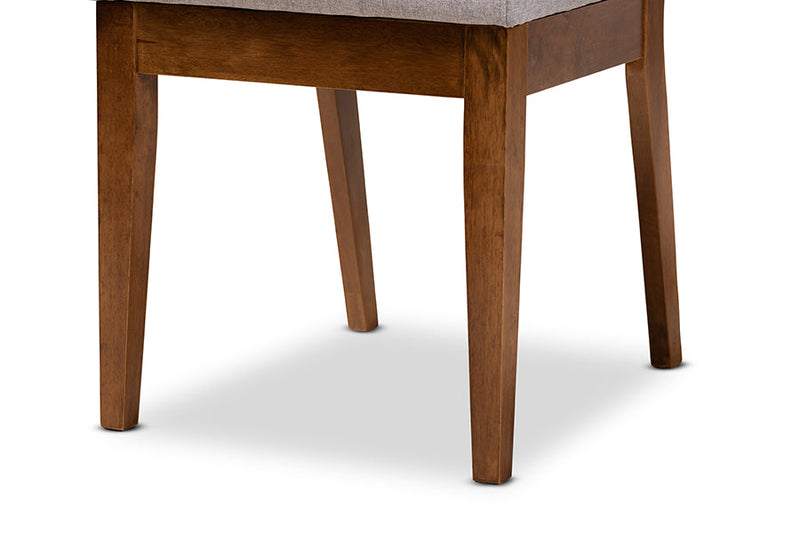 Cyntia Gray Fabric Upholstered and Walnut Brown 5-Piece Dining Set Baxton