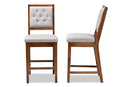 Kalista Gray Fabric Walnut Brown 2Pc Counter Stool Set Baxton